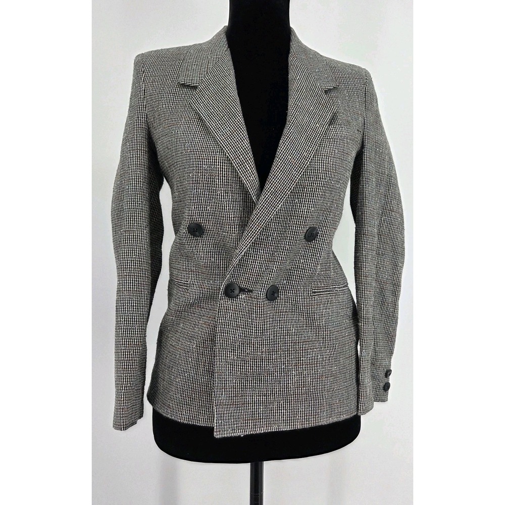 Christian Dior Jeune Homme Boys Tweed Blazer Medium Gray Double Breasted